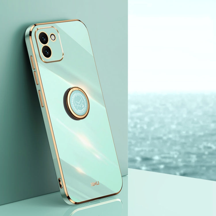 XINLI Straight Edge 6D Electroplate TPU Phone Case with Ring Holder, For Samsung Galaxy A13 5G, For Samsung Galaxy A04 4G, For Samsung Galaxy A03, For Samsung Galaxy A03s, For Samsung Galaxy A50