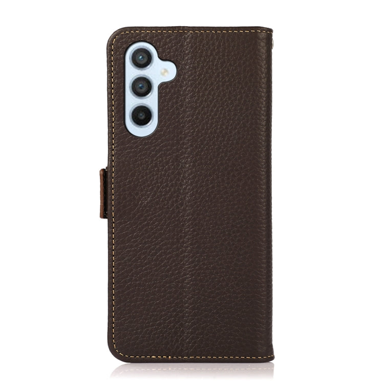 KHAZNEH Side-Magnetic Litchi Genuine Leather RFID Phone Case, For Samsung Galaxy A54 5G
