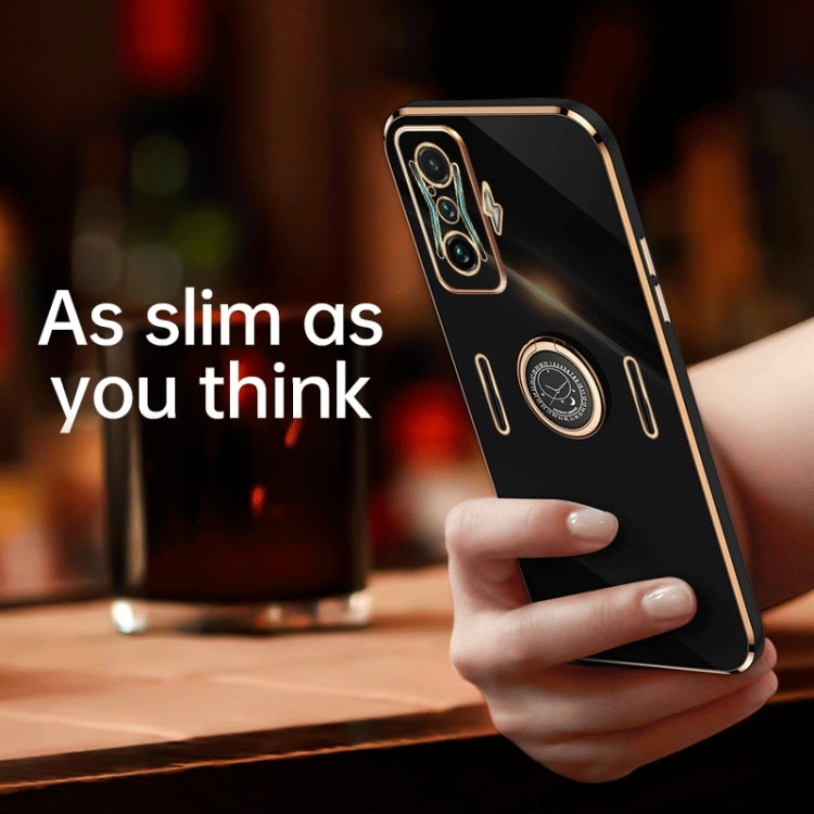 XINLI Straight Edge 6D Electroplate TPU Phone Case with Ring Holder, For Xiaomi Redmi K50 Gaming, For Xiaomi Redmi A1 4G, For Xiaomi Redmi A1+, For Xiaomi Redmi 10A, For Xiaomi Redmi 10C, For Xiaomi Black Shark 5
