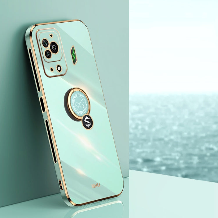 XINLI Straight Edge 6D Electroplate TPU Phone Case with Ring Holder, For Xiaomi Black Shark 5 Pro