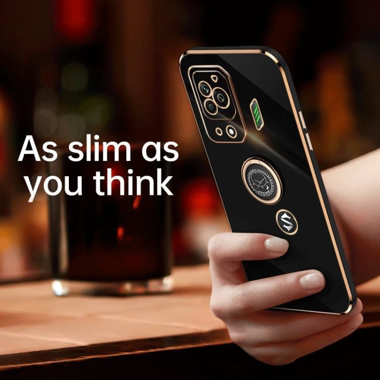 XINLI Straight Edge 6D Electroplate TPU Phone Case with Ring Holder, For Xiaomi Black Shark 5 Pro