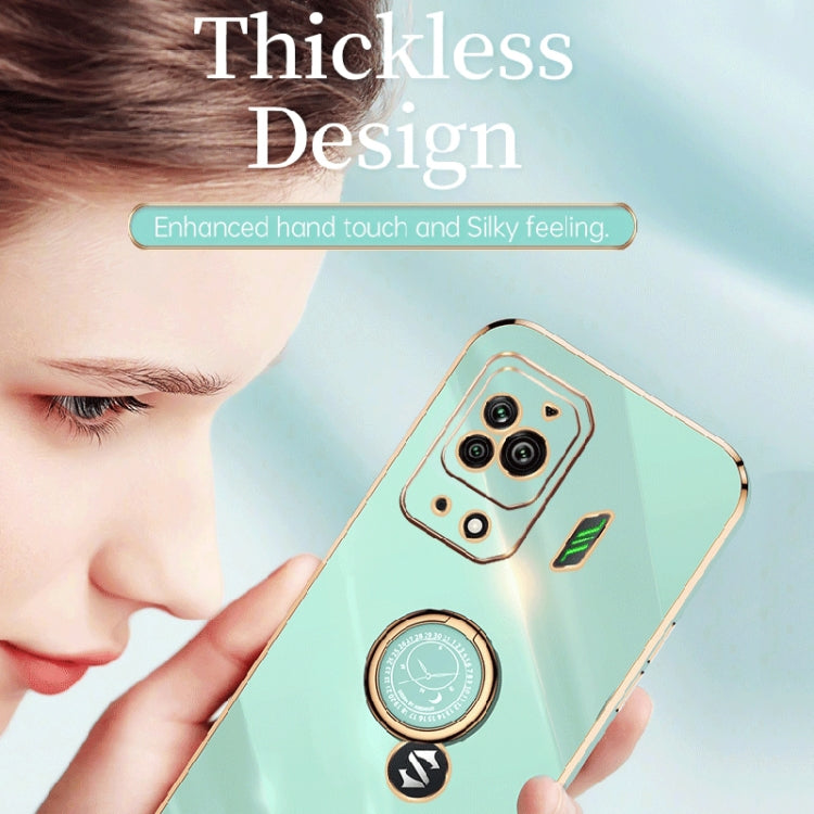 XINLI Straight Edge 6D Electroplate TPU Phone Case with Ring Holder, For Xiaomi Black Shark 5 Pro
