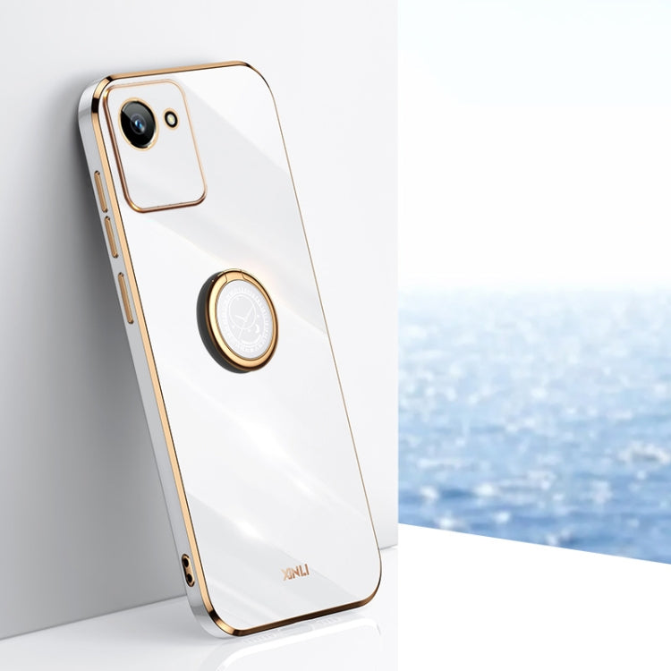 XINLI Straight Edge 6D Electroplate TPU Phone Case with Ring Holder, For Realme C30, For Realme C31, For Realme C33 4G, For Realme C35, For Realme GT2 Pro, For Realme GT Neo 3