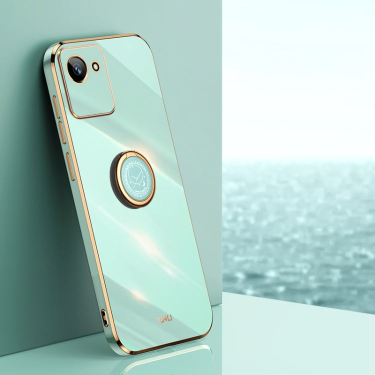 XINLI Straight Edge 6D Electroplate TPU Phone Case with Ring Holder, For Realme C30, For Realme C31, For Realme C33 4G, For Realme C35, For Realme GT2 Pro, For Realme GT Neo 3
