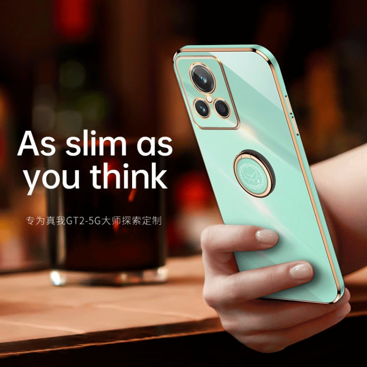 XINLI Straight Edge 6D Electroplate TPU Phone Case with Ring Holder, For Realme C30, For Realme C31, For Realme C33 4G, For Realme C35, For Realme GT2 Pro, For Realme GT Neo 3