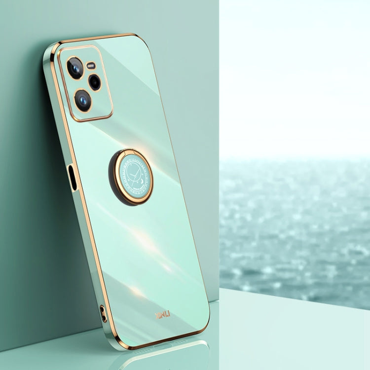 XINLI Straight Edge 6D Electroplate TPU Phone Case with Ring Holder, For Realme C30, For Realme C31, For Realme C33 4G, For Realme C35, For Realme GT2 Pro, For Realme GT Neo 3
