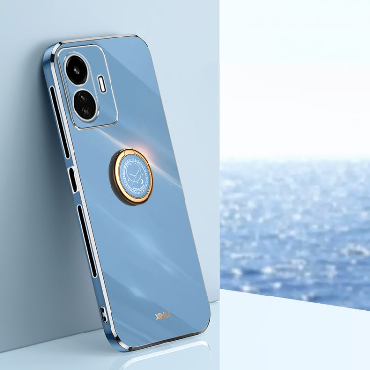 XINLI Straight Edge 6D Electroplate TPU Phone Case with Ring Holder, For vivo Y77 5G Global