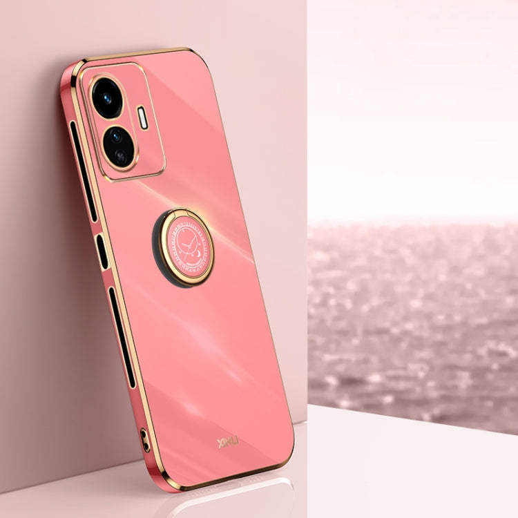 XINLI Straight Edge 6D Electroplate TPU Phone Case with Ring Holder, For vivo Y77 5G Global