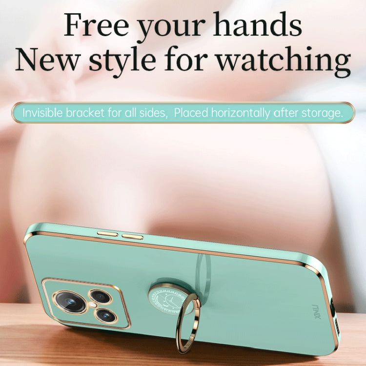 XINLI Straight Edge 6D Electroplate TPU Phone Case with Ring Holder, For vivo Y77 5G Global