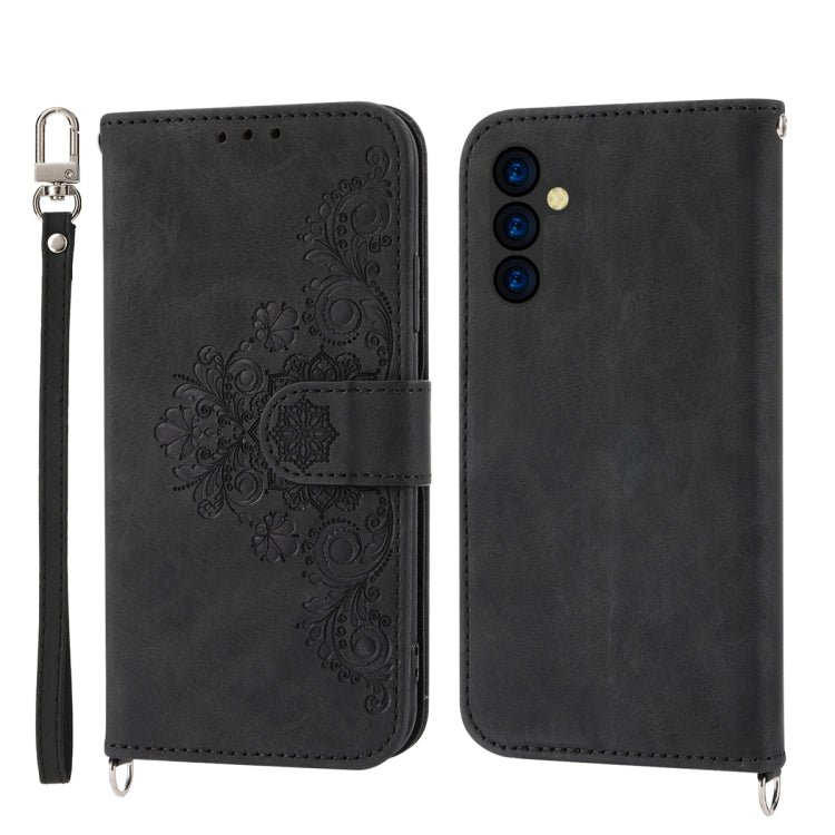 Skin-feel Flowers Embossed Wallet Leather Phone Case, For Samsung Galaxy A54 5G, For Xiaomi 13, For Xiaomi 13 Pro, For Realme 10 4G