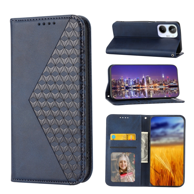Cubic Grid Calf Texture Magnetic Leather Phone Case, For Samsung Galaxy A54 5G, For Samsung Galaxy A04e, For Xiaomi 13, For Xiaomi 13 Pro, For Xiaomi Poco C40, For Realme 10 4G