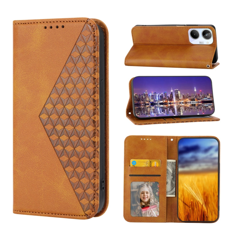 Cubic Grid Calf Texture Magnetic Leather Phone Case, For Samsung Galaxy A54 5G, For Samsung Galaxy A04e, For Xiaomi 13, For Xiaomi 13 Pro, For Xiaomi Poco C40, For Realme 10 4G