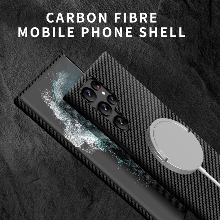 Carbon Fiber Texture MagSafe Magnetic Phone Case, For Samsung Galaxy S23 5G, For Samsung Galaxy S23+ 5G, For Samsung Galaxy S23 Ultra 5G