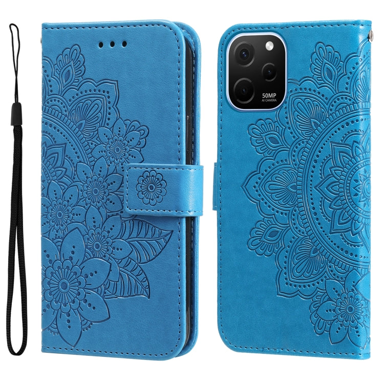 7-petal Flowers Embossing Leather Phone Case, For Huawei nova Y61, For Realme 10 4G Global, For Realme 10 Pro 5G, For Realme 10 Pro+ 5G, For Samsung Galaxy A04e, For Samsung Galaxy A34 5G