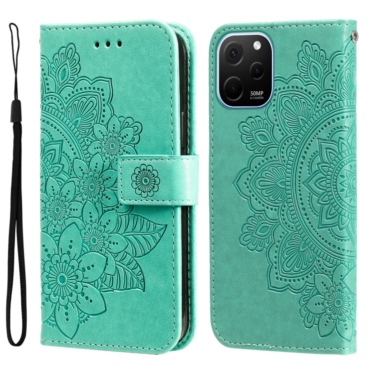 7-petal Flowers Embossing Leather Phone Case, For Huawei nova Y61, For Realme 10 4G Global, For Realme 10 Pro 5G, For Realme 10 Pro+ 5G, For Samsung Galaxy A04e, For Samsung Galaxy A34 5G