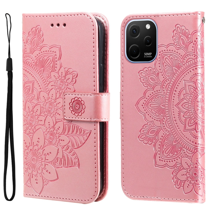 7-petal Flowers Embossing Leather Phone Case, For Huawei nova Y61, For Realme 10 4G Global, For Realme 10 Pro 5G, For Realme 10 Pro+ 5G, For Samsung Galaxy A04e, For Samsung Galaxy A34 5G