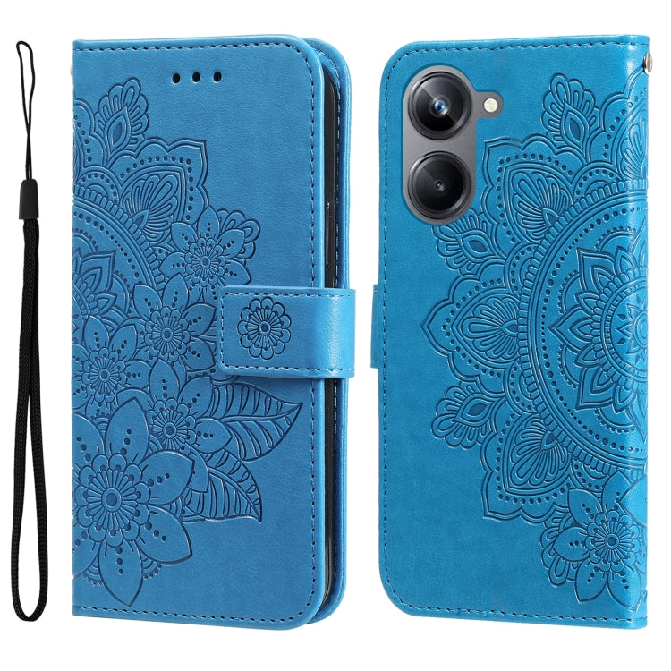 7-petal Flowers Embossing Leather Phone Case, For Huawei nova Y61, For Realme 10 4G Global, For Realme 10 Pro 5G, For Realme 10 Pro+ 5G, For Samsung Galaxy A04e, For Samsung Galaxy A34 5G