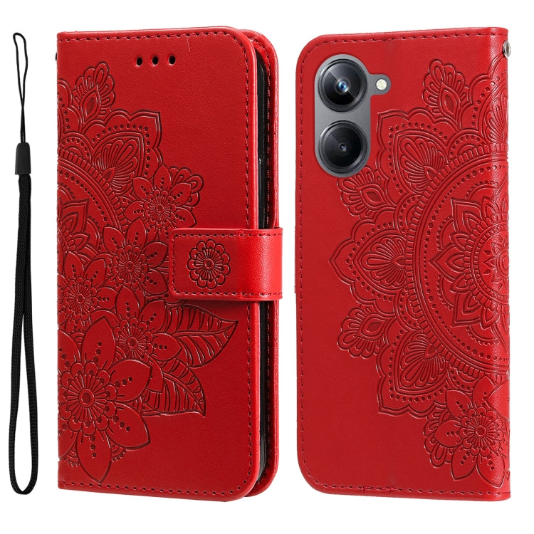 7-petal Flowers Embossing Leather Phone Case, For Huawei nova Y61, For Realme 10 4G Global, For Realme 10 Pro 5G, For Realme 10 Pro+ 5G, For Samsung Galaxy A04e, For Samsung Galaxy A34 5G