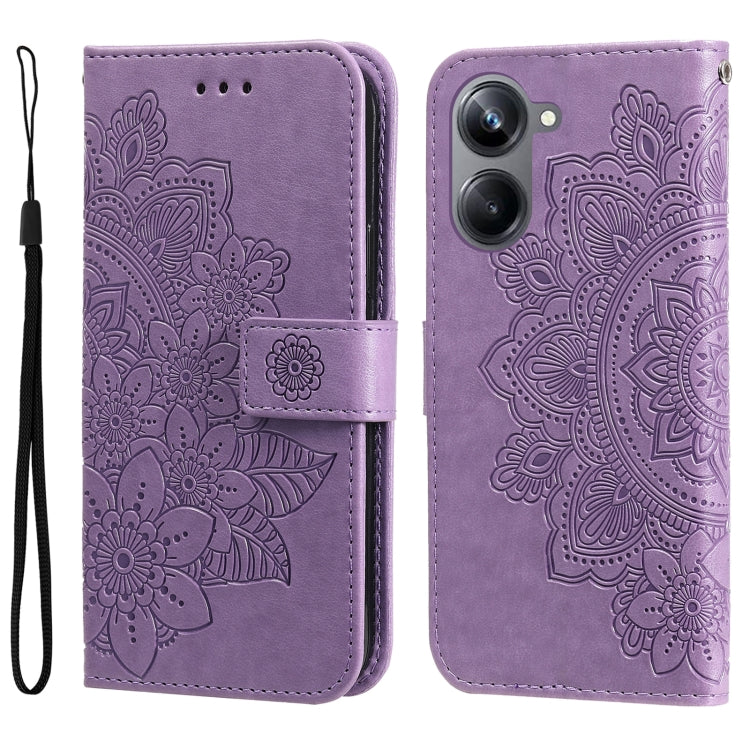 7-petal Flowers Embossing Leather Phone Case, For Huawei nova Y61, For Realme 10 4G Global, For Realme 10 Pro 5G, For Realme 10 Pro+ 5G, For Samsung Galaxy A04e, For Samsung Galaxy A34 5G