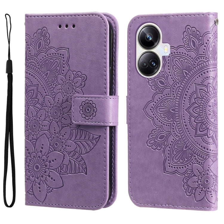 7-petal Flowers Embossing Leather Phone Case, For Huawei nova Y61, For Realme 10 4G Global, For Realme 10 Pro 5G, For Realme 10 Pro+ 5G, For Samsung Galaxy A04e, For Samsung Galaxy A34 5G