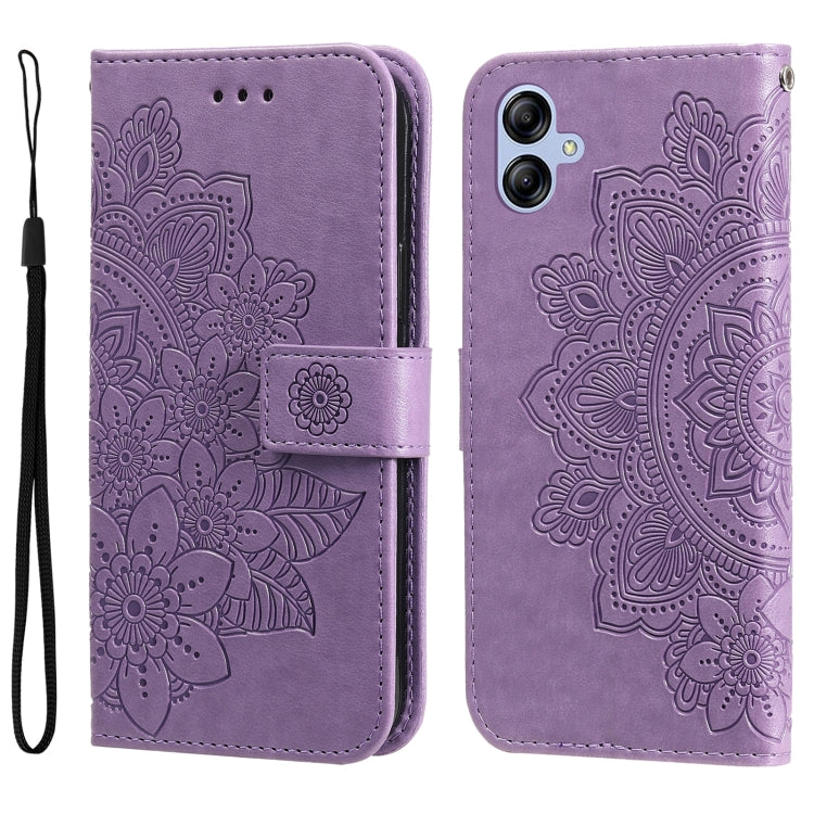 7-petal Flowers Embossing Leather Phone Case, For Huawei nova Y61, For Realme 10 4G Global, For Realme 10 Pro 5G, For Realme 10 Pro+ 5G, For Samsung Galaxy A04e, For Samsung Galaxy A34 5G