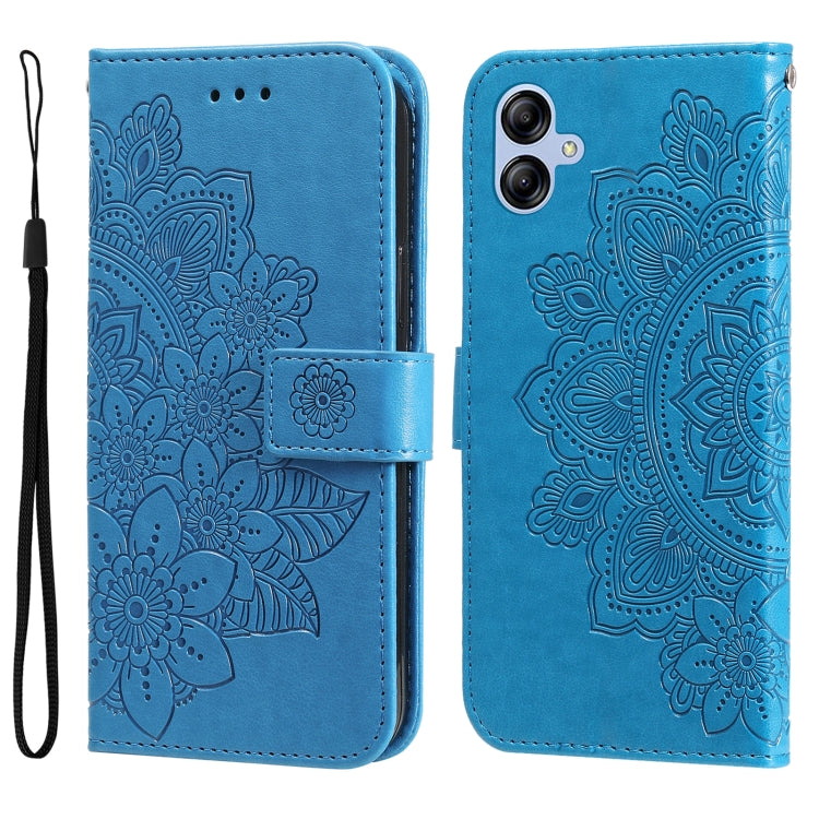 7-petal Flowers Embossing Leather Phone Case, For Huawei nova Y61, For Realme 10 4G Global, For Realme 10 Pro 5G, For Realme 10 Pro+ 5G, For Samsung Galaxy A04e, For Samsung Galaxy A34 5G