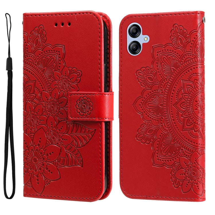 7-petal Flowers Embossing Leather Phone Case, For Huawei nova Y61, For Realme 10 4G Global, For Realme 10 Pro 5G, For Realme 10 Pro+ 5G, For Samsung Galaxy A04e, For Samsung Galaxy A34 5G