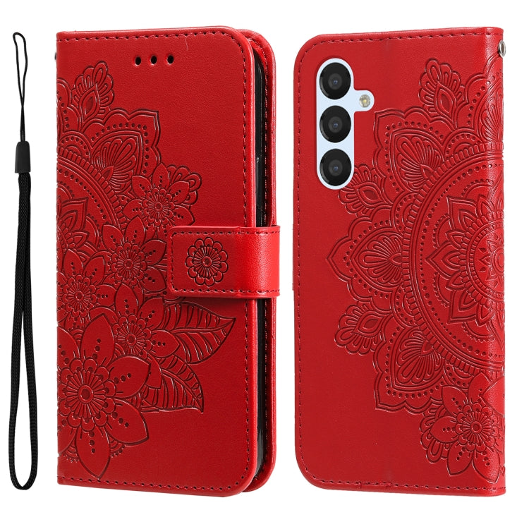 7-petal Flowers Embossing Leather Phone Case, For Huawei nova Y61, For Realme 10 4G Global, For Realme 10 Pro 5G, For Realme 10 Pro+ 5G, For Samsung Galaxy A04e, For Samsung Galaxy A34 5G