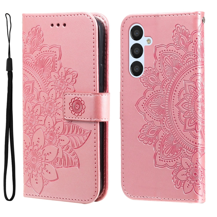 7-petal Flowers Embossing Leather Phone Case, For Huawei nova Y61, For Realme 10 4G Global, For Realme 10 Pro 5G, For Realme 10 Pro+ 5G, For Samsung Galaxy A04e, For Samsung Galaxy A34 5G