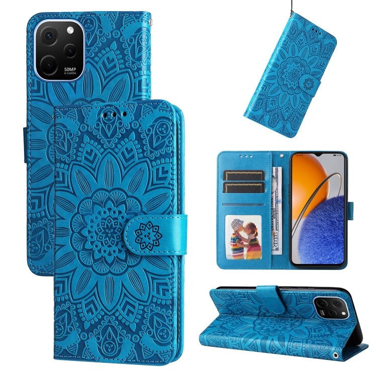Embossed Sunflower Leather Phone Case, For Huawei nova Y61, For Realme 10 4G Global, For Realme 10 Pro 5G, For Realme 10 Pro+ 5G, For Samsung Galaxy A04e, For Samsung Galaxy A34 5G