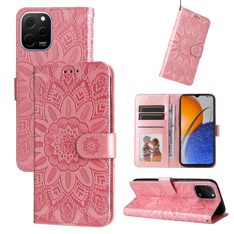 Embossed Sunflower Leather Phone Case, For Huawei nova Y61, For Realme 10 4G Global, For Realme 10 Pro 5G, For Realme 10 Pro+ 5G, For Samsung Galaxy A04e, For Samsung Galaxy A34 5G