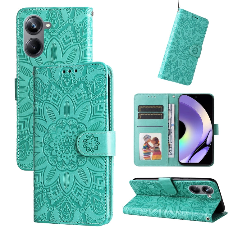 Embossed Sunflower Leather Phone Case, For Huawei nova Y61, For Realme 10 4G Global, For Realme 10 Pro 5G, For Realme 10 Pro+ 5G, For Samsung Galaxy A04e, For Samsung Galaxy A34 5G