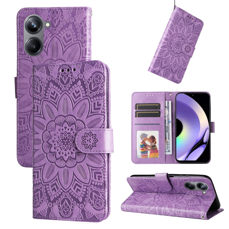 Embossed Sunflower Leather Phone Case, For Huawei nova Y61, For Realme 10 4G Global, For Realme 10 Pro 5G, For Realme 10 Pro+ 5G, For Samsung Galaxy A04e, For Samsung Galaxy A34 5G