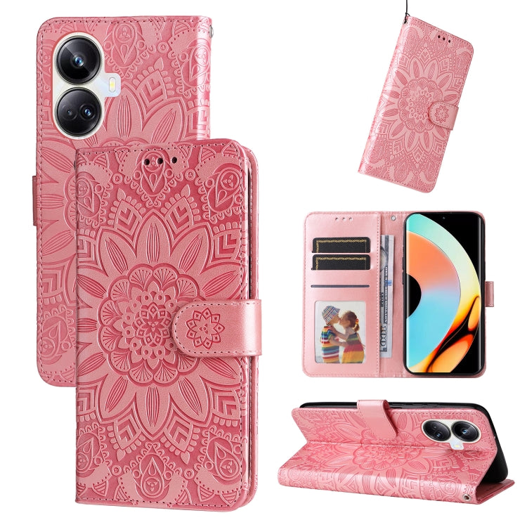 Embossed Sunflower Leather Phone Case, For Huawei nova Y61, For Realme 10 4G Global, For Realme 10 Pro 5G, For Realme 10 Pro+ 5G, For Samsung Galaxy A04e, For Samsung Galaxy A34 5G