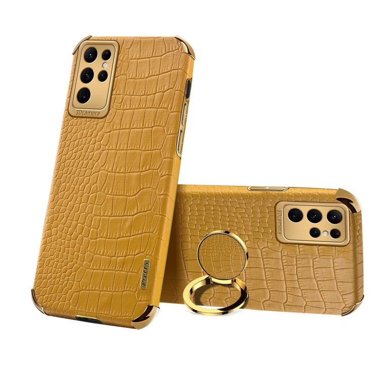 6D Electroplating Crocodile Texture Phone Case With Holder, For OPPO A17, For Realme C21Y, For Realme C33, For OPPO Reno8 Pro+, For Xiaomi Redmi Note 12 China, For Xiaomi Redmi Note 12 Pro+ China, For Samsung Galaxy S23 5G, For Samsung Galaxy S23 Ultra 5G