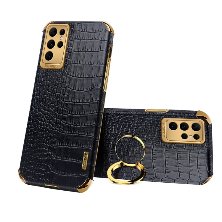 6D Electroplating Crocodile Texture Phone Case With Holder, For OPPO A17, For Realme C21Y, For Realme C33, For OPPO Reno8 Pro+, For Xiaomi Redmi Note 12 China, For Xiaomi Redmi Note 12 Pro+ China, For Samsung Galaxy S23 5G, For Samsung Galaxy S23 Ultra 5G