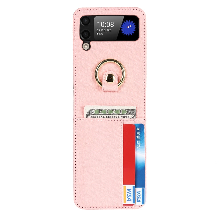 Cross Texture Lanyard Ring Phone Case, For Samsung Galaxy Z Flip4 5G