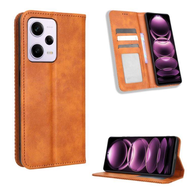 Magnetic Buckle Retro Texture Leather Phone Case, For Tecno Pop 6 Pro BE8, For Infinix Hot 20i, For Infinix Note 12 Pro 4G X676B, For Tecno Pova Neo 2, For Xiaomi Redmi 11 Prime 4G, For Xiaomi Redmi A1+, For Xiaomi Redmi Note 12 5G                     ...