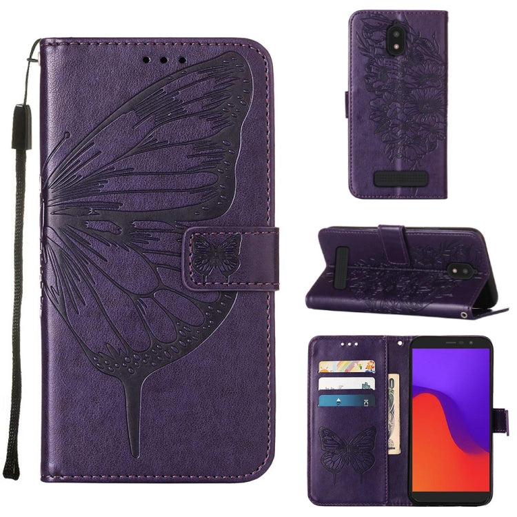 Embossed Butterfly Flip Leather Phone Case, For BLU View 2 2022 / 2020, For Infinix Hot 20 4G X6826, For Infinix Hot 20 5G X666 / X66B, For Infinix Hot 20 Play, For Infinix Hot 20S / 20 Pro X6827, For Infinix Smart 7 X6515