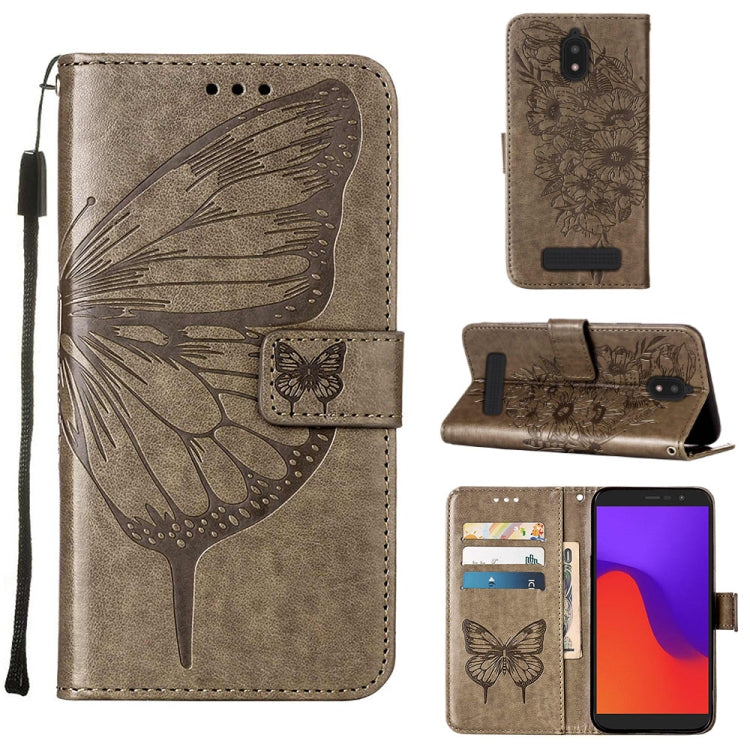 Embossed Butterfly Flip Leather Phone Case, For BLU View 2 2022 / 2020, For Infinix Hot 20 4G X6826, For Infinix Hot 20 5G X666 / X66B, For Infinix Hot 20 Play, For Infinix Hot 20S / 20 Pro X6827, For Infinix Smart 7 X6515