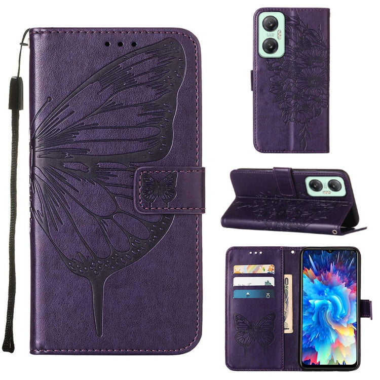 Embossed Butterfly Flip Leather Phone Case, For BLU View 2 2022 / 2020, For Infinix Hot 20 4G X6826, For Infinix Hot 20 5G X666 / X66B, For Infinix Hot 20 Play, For Infinix Hot 20S / 20 Pro X6827, For Infinix Smart 7 X6515