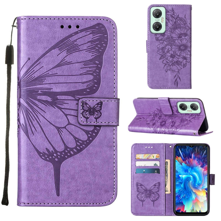 Embossed Butterfly Flip Leather Phone Case, For BLU View 2 2022 / 2020, For Infinix Hot 20 4G X6826, For Infinix Hot 20 5G X666 / X66B, For Infinix Hot 20 Play, For Infinix Hot 20S / 20 Pro X6827, For Infinix Smart 7 X6515