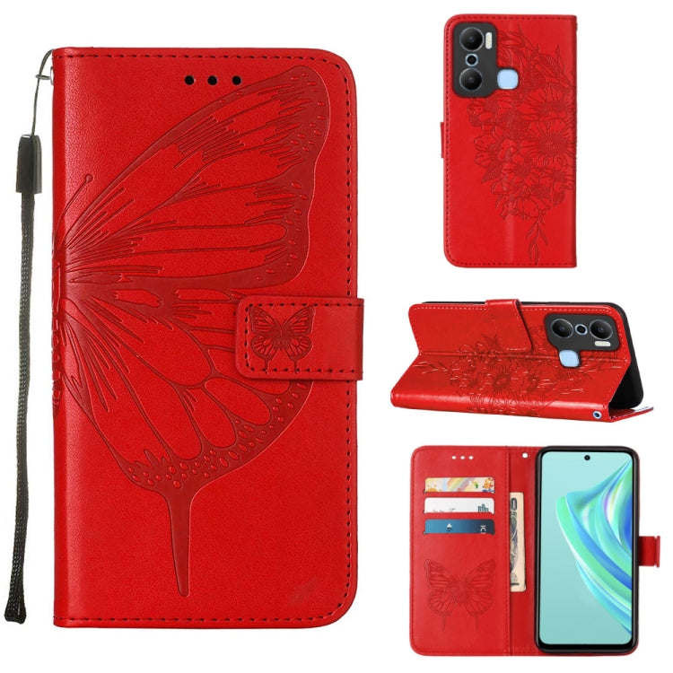 Embossed Butterfly Flip Leather Phone Case, For BLU View 2 2022 / 2020, For Infinix Hot 20 4G X6826, For Infinix Hot 20 5G X666 / X66B, For Infinix Hot 20 Play, For Infinix Hot 20S / 20 Pro X6827, For Infinix Smart 7 X6515