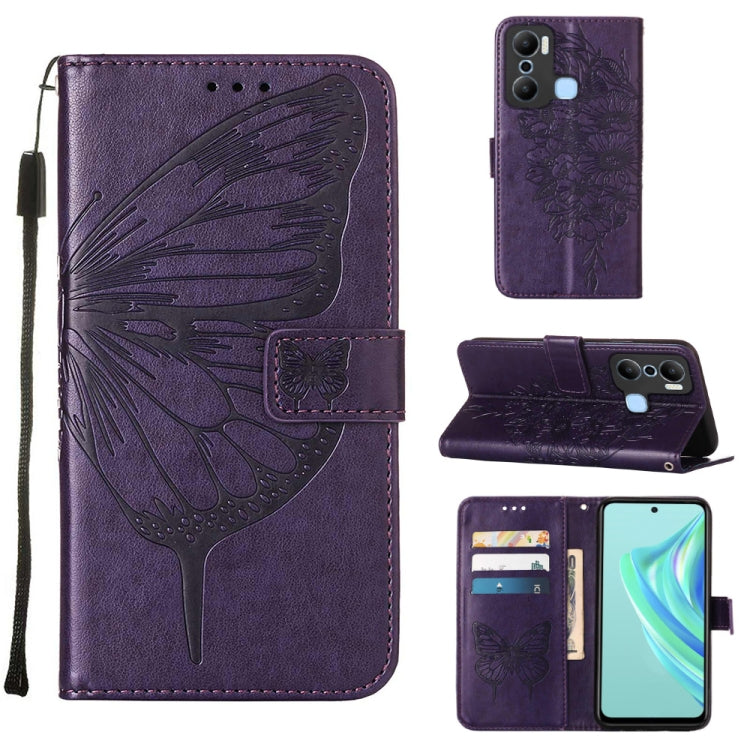 Embossed Butterfly Flip Leather Phone Case, For BLU View 2 2022 / 2020, For Infinix Hot 20 4G X6826, For Infinix Hot 20 5G X666 / X66B, For Infinix Hot 20 Play, For Infinix Hot 20S / 20 Pro X6827, For Infinix Smart 7 X6515
