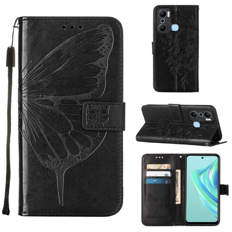 Embossed Butterfly Flip Leather Phone Case, For BLU View 2 2022 / 2020, For Infinix Hot 20 4G X6826, For Infinix Hot 20 5G X666 / X66B, For Infinix Hot 20 Play, For Infinix Hot 20S / 20 Pro X6827, For Infinix Smart 7 X6515