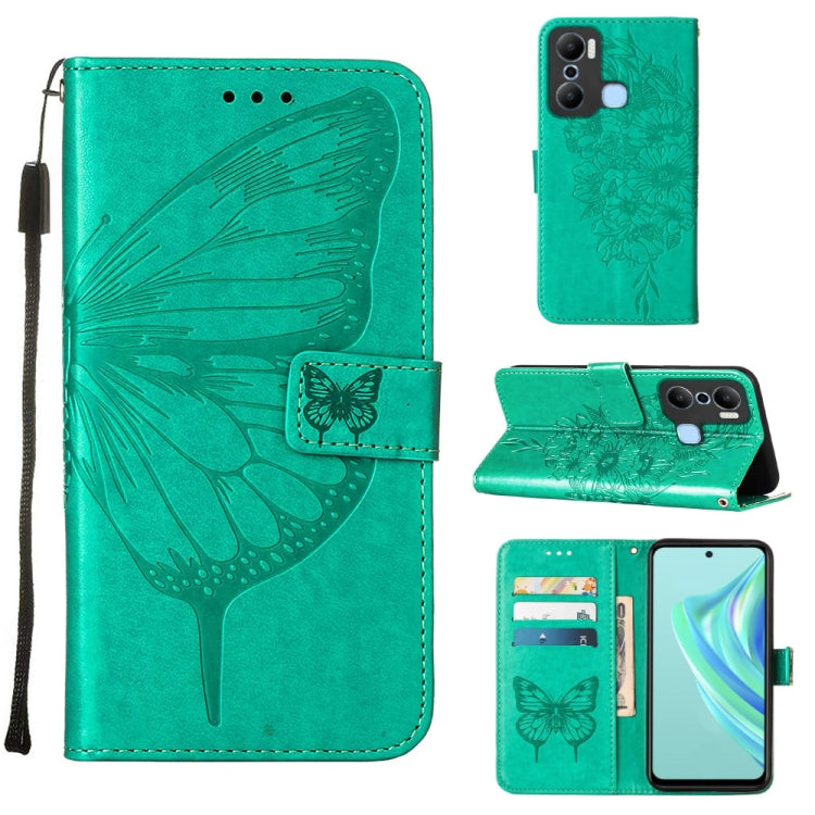 Embossed Butterfly Flip Leather Phone Case, For BLU View 2 2022 / 2020, For Infinix Hot 20 4G X6826, For Infinix Hot 20 5G X666 / X66B, For Infinix Hot 20 Play, For Infinix Hot 20S / 20 Pro X6827, For Infinix Smart 7 X6515