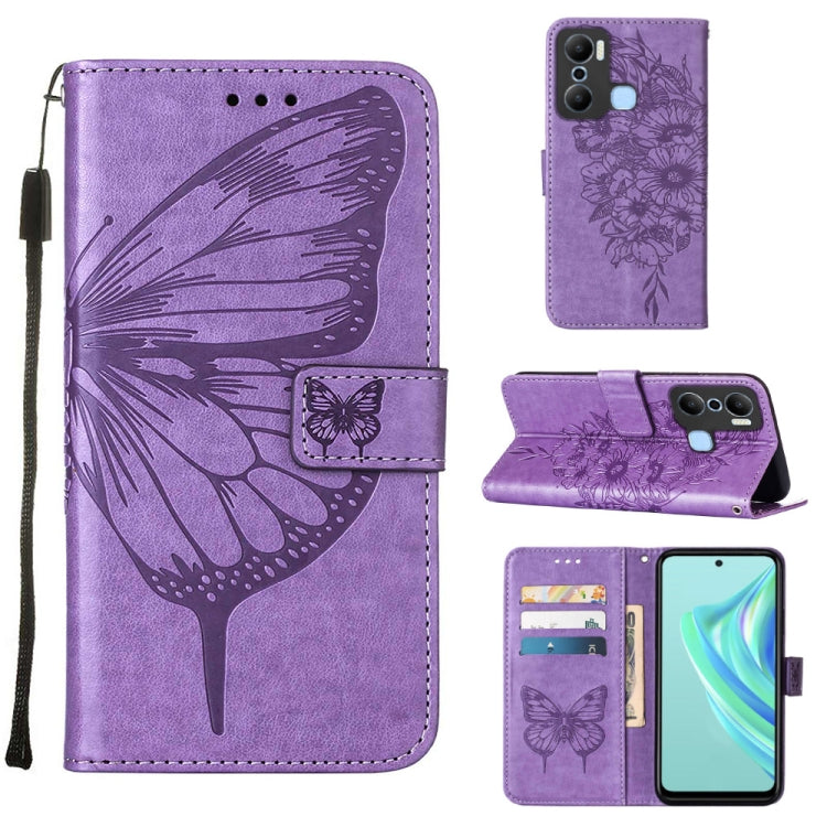 Embossed Butterfly Flip Leather Phone Case, For BLU View 2 2022 / 2020, For Infinix Hot 20 4G X6826, For Infinix Hot 20 5G X666 / X66B, For Infinix Hot 20 Play, For Infinix Hot 20S / 20 Pro X6827, For Infinix Smart 7 X6515