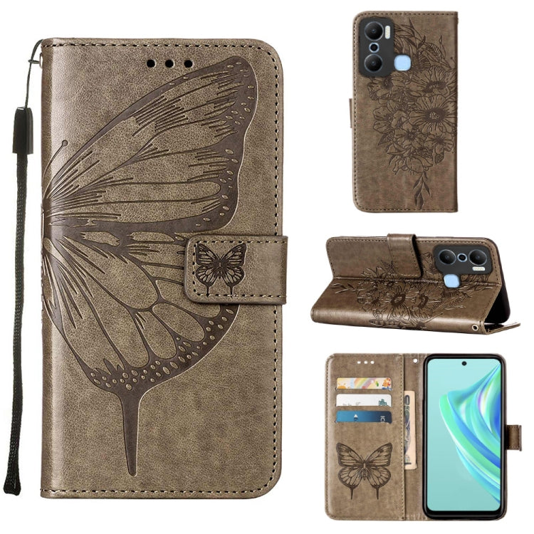 Embossed Butterfly Flip Leather Phone Case, For BLU View 2 2022 / 2020, For Infinix Hot 20 4G X6826, For Infinix Hot 20 5G X666 / X66B, For Infinix Hot 20 Play, For Infinix Hot 20S / 20 Pro X6827, For Infinix Smart 7 X6515
