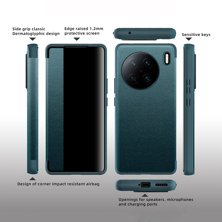 Magnetic Side Window View Shockproof Horizontal Flip Leather Case, For vivo X90