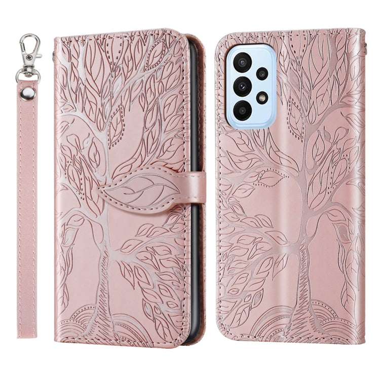 Life Tree Embossing Pattern Leather Phone Case, For Samsung Galaxy A24 5G, For Samsung Galaxy A54 5G, For Samsung Galaxy A34 5G, For Xiaomi Redmi A1, For Xiaomi 13, For Xiaomi 13 Pro, For Xiaomi 12T